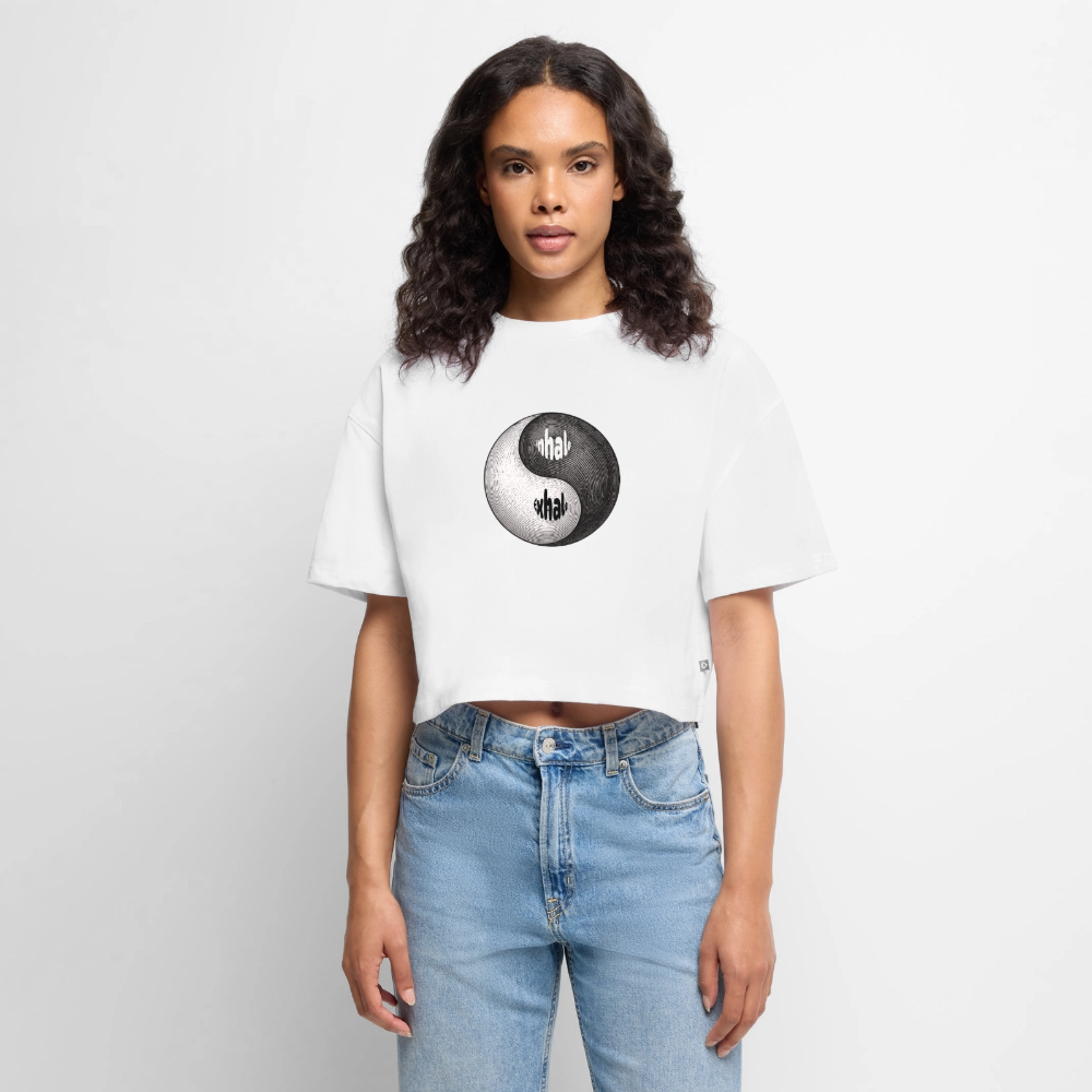 Women’s Premium Oversized Organic Cropped T-Shirt - white