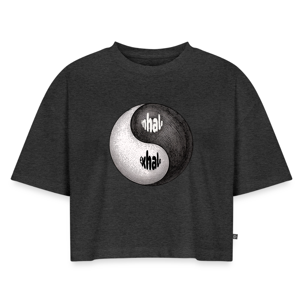 Women’s Premium Oversized Organic Cropped T-Shirt - heather anthracite