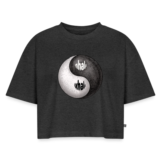Women’s Premium Oversized Organic Cropped T-Shirt - heather anthracite