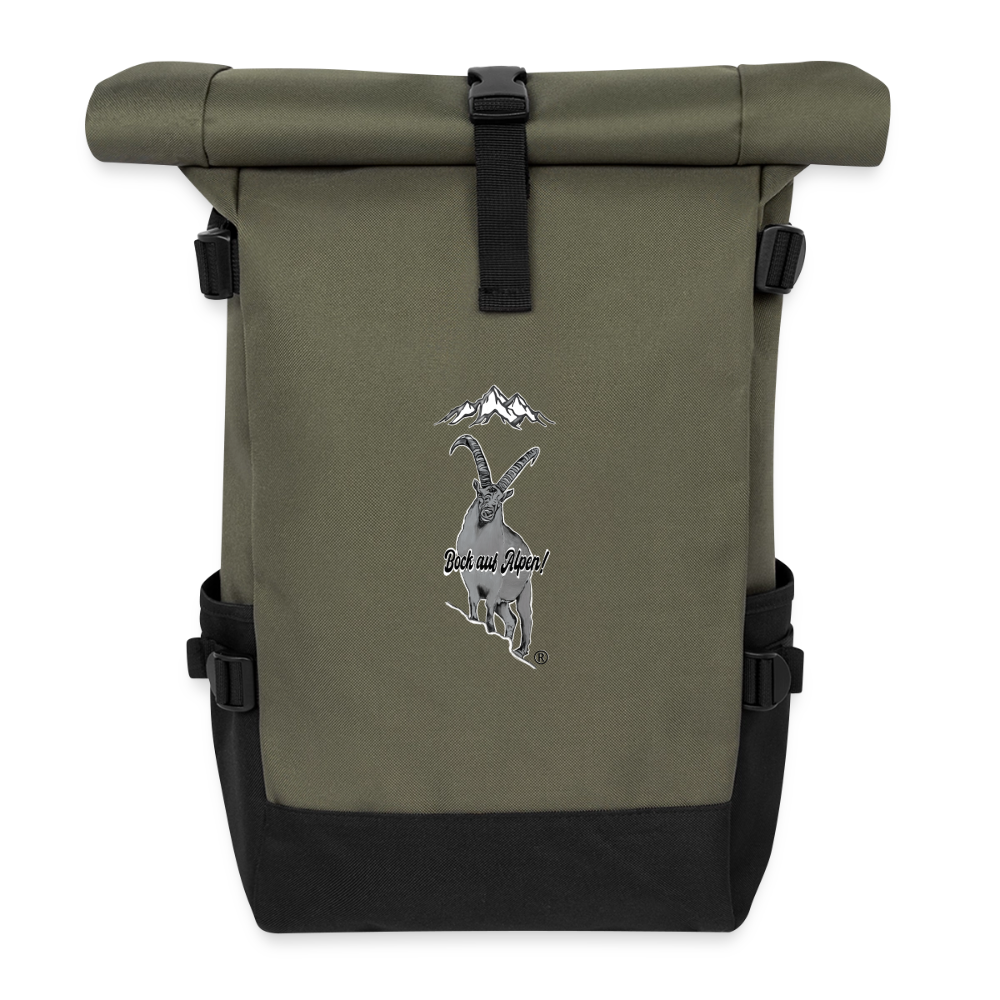 Roll Top Backpack - olive/black