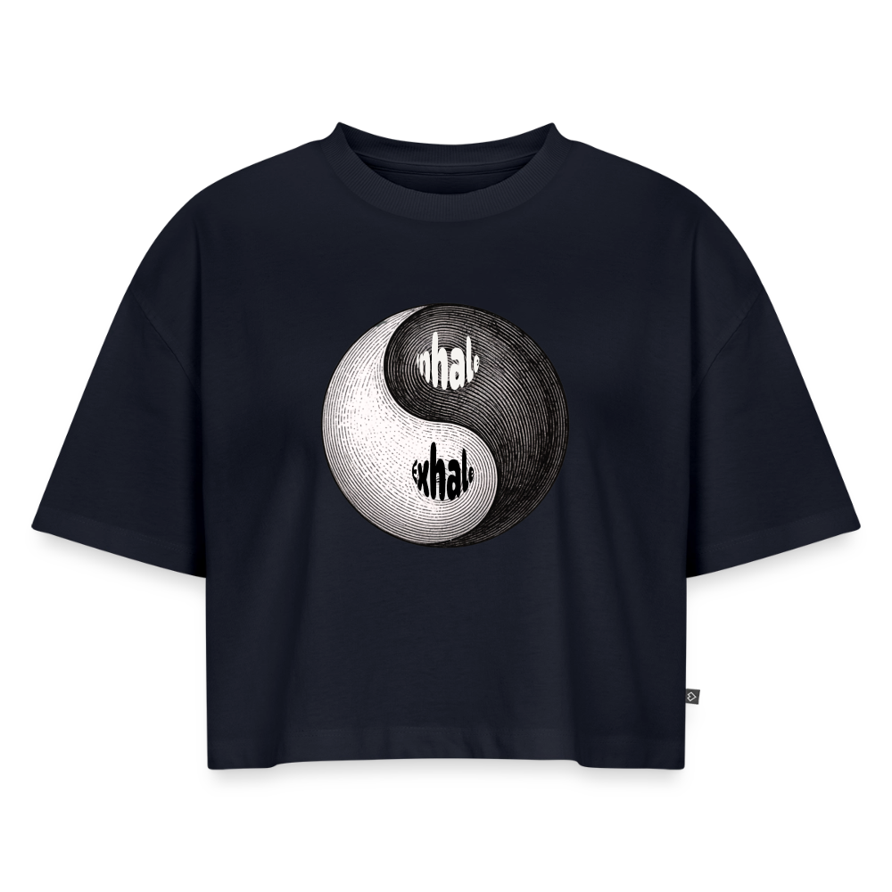 Women’s Premium Oversized Organic Cropped T-Shirt - navy